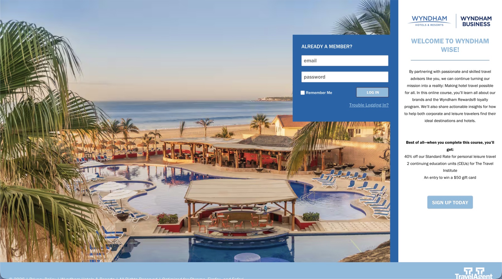 Travel Agent University login